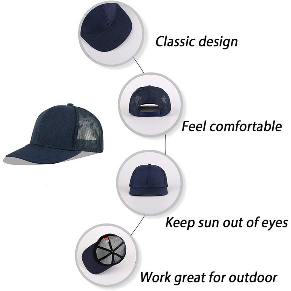 Man Blue Classic Mesh Panels Vintage Baseball Cap - Picture 6 of 6